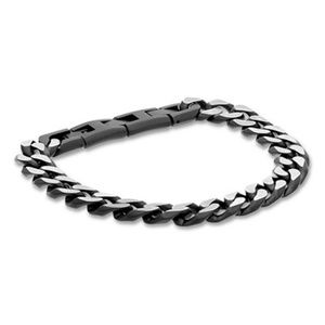 Men's Bracelet Black Ion-Plated Stainless Steel 9"